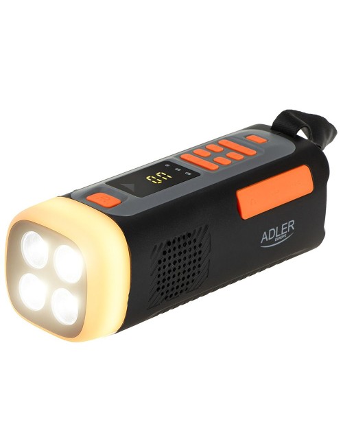 Radio emergencia solar + manivela, linterna led 4 w, powerbank 4500 mah ad 1920