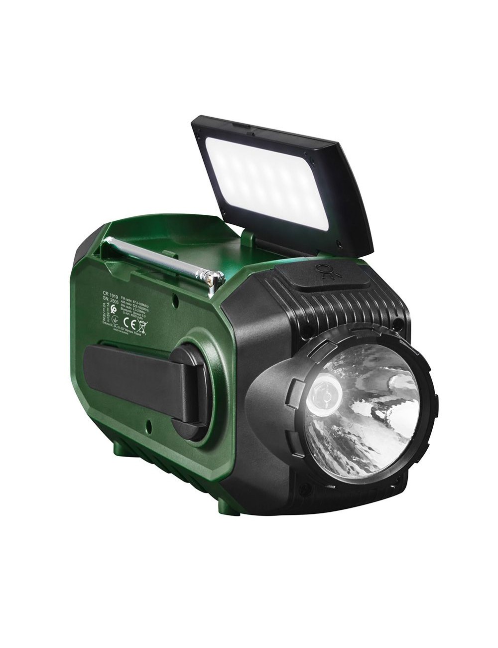 Radio emergencia multifunción solar/dinamo/usb 4000 mah cr1919, verde, 181 x 72 x 82 mm