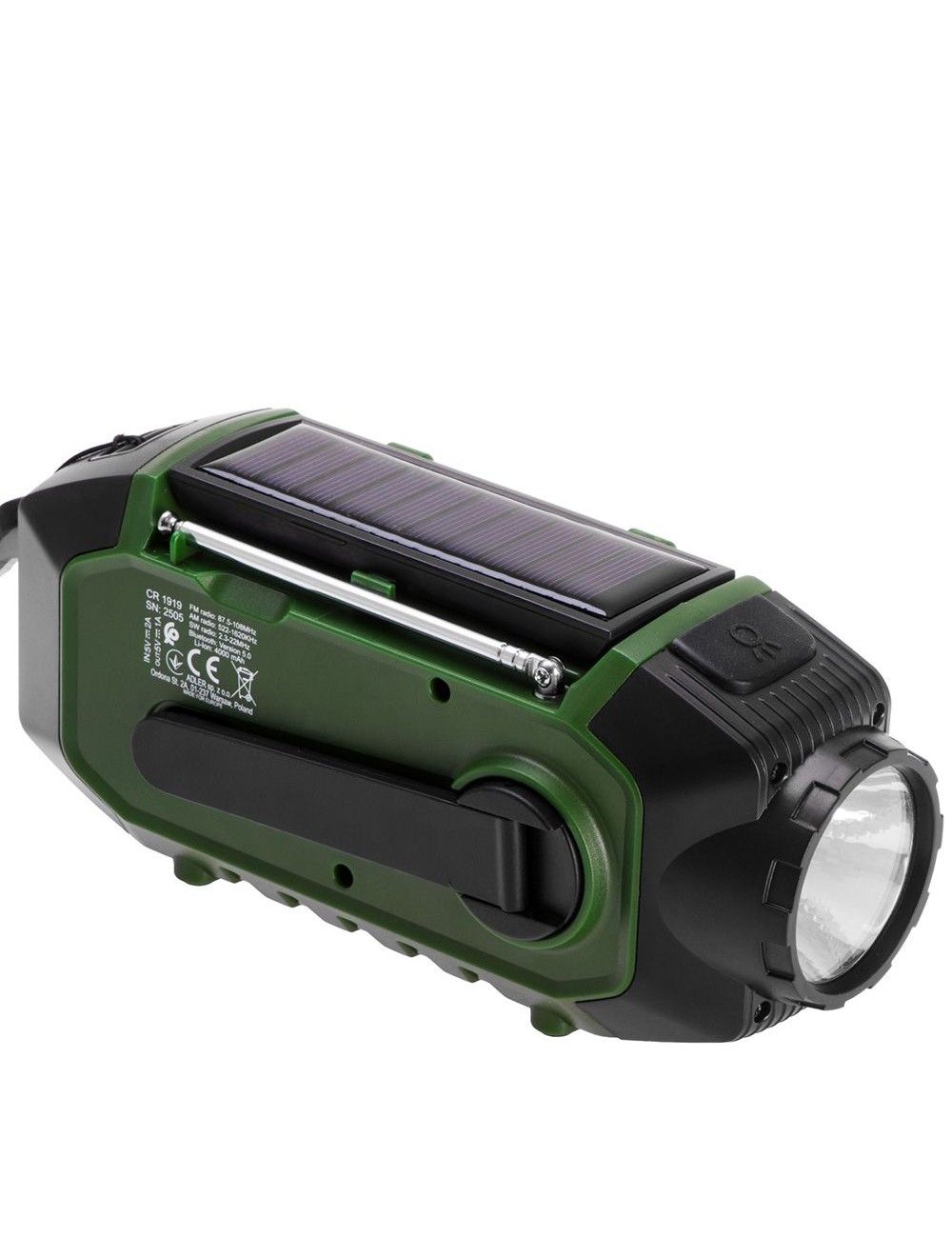 Radio emergencia multifunción solar/dinamo/usb 4000 mah cr1919, verde, 181 x 72 x 82 mm