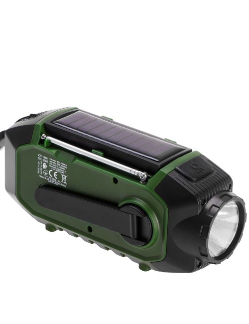 Radio emergencia multifunción solar/dinamo/usb 4000 mah cr1919, verde, 181 x 72 x 82 mm
