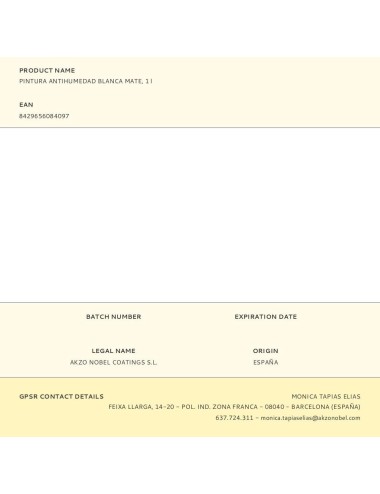 Pintura antihumedad blanca mate, 1 l