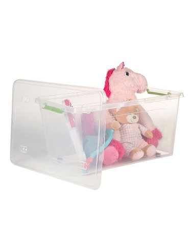 Caja transparente multiusos con ruedas 44 l, 58,5 x 39 x 30 cm