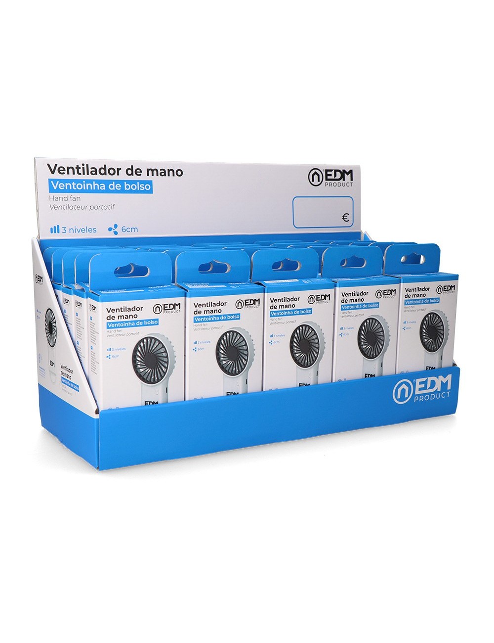 Ventilador de mano con gancho, 8 x 2,9 x 15,5 cm