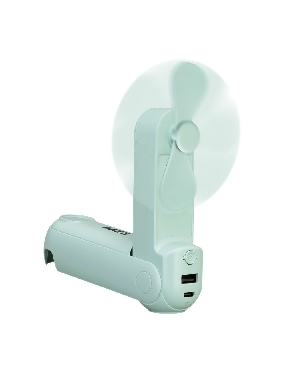 Ventilador de mano plegable, linterna,powerbank, soporte smartphone, colores surtidos, 3,7 x 11,9 cm