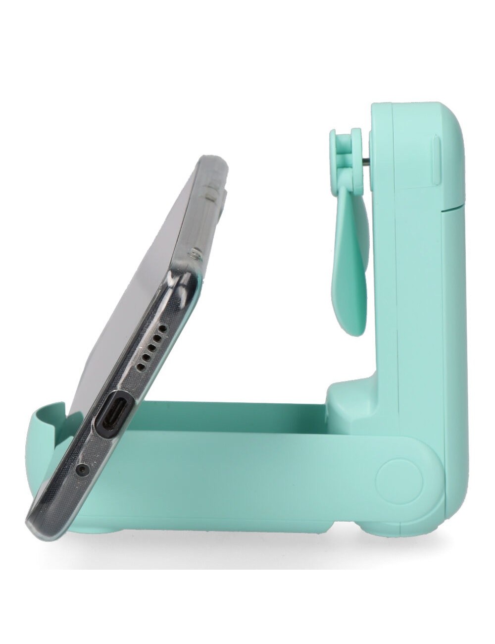 Ventilador de mano plegable, linterna,powerbank, soporte smartphone, colores surtidos, 3,7 x 11,9 cm