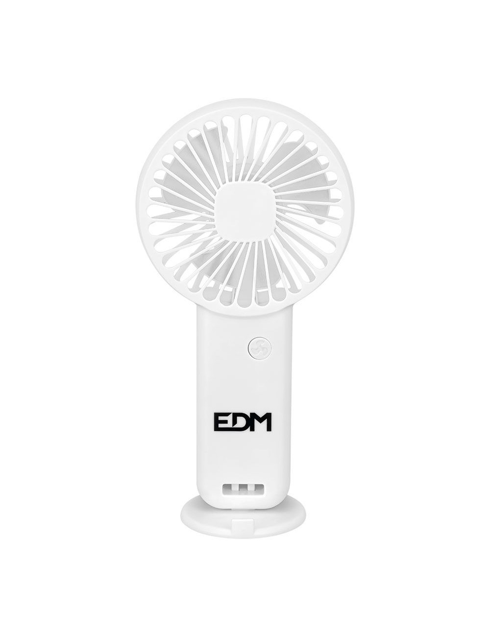 Ventilador de mano con base extraible y soporte para smartphone, 9 x 3 x 18 cm
