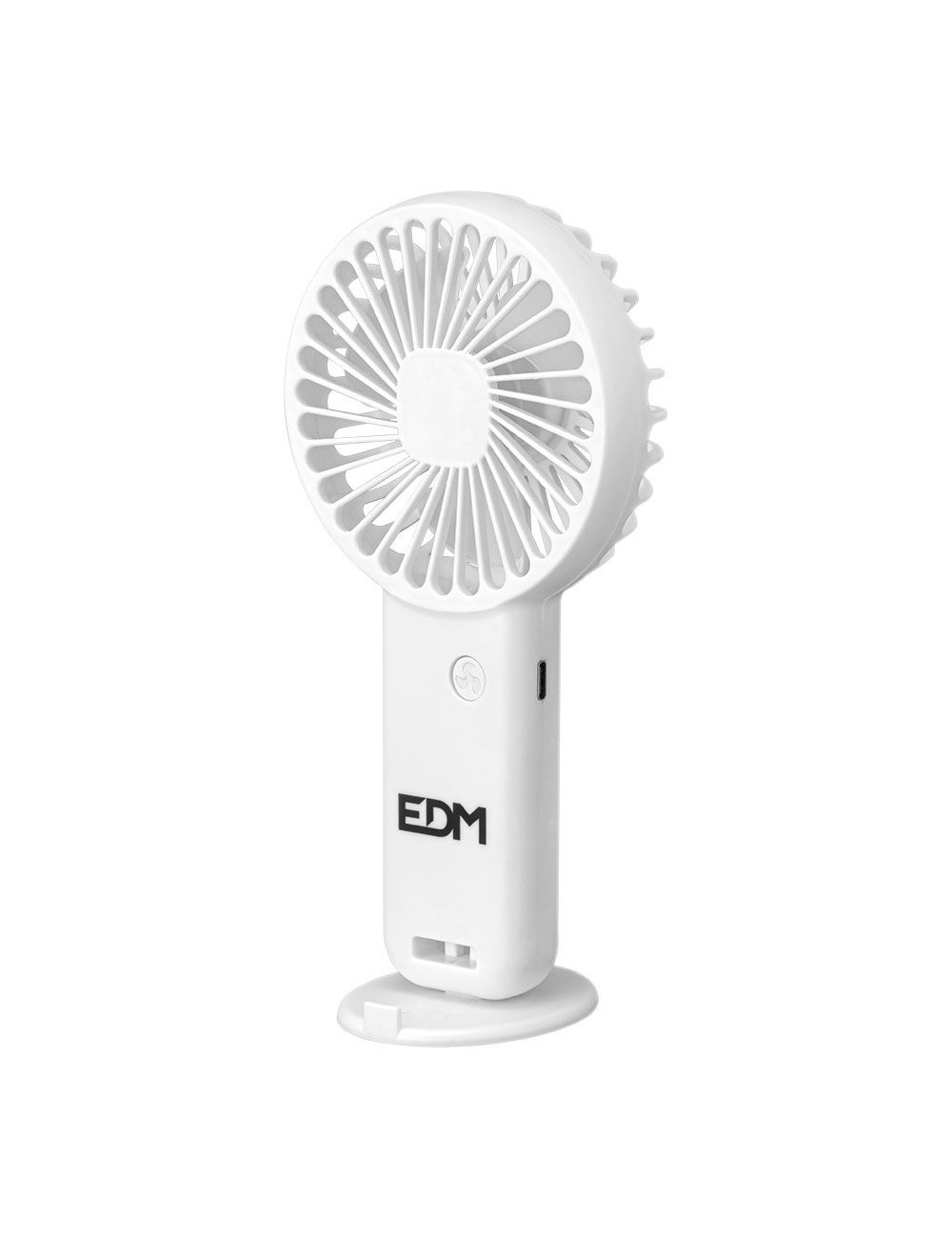 Ventilador de mano con base extraible y soporte para smartphone, 9 x 3 x 18 cm