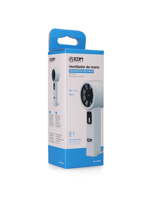 Ventilador de mano digital recargable, 6 x 18,5 cm
