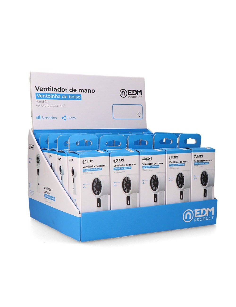 Ventilador de mano digital recargable, 6 x 18,5 cm