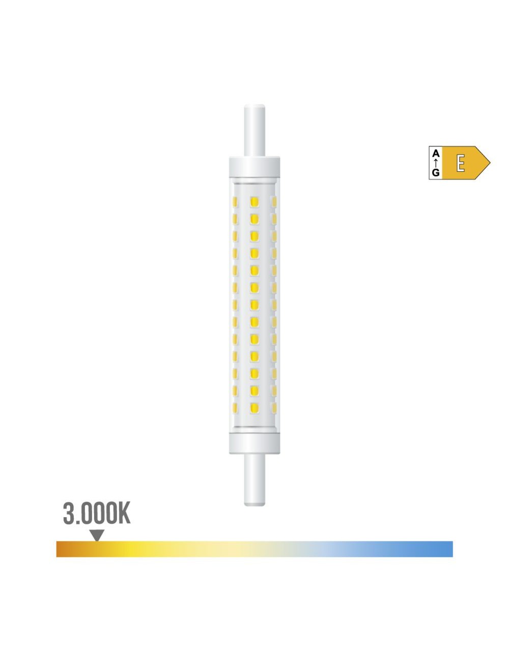 Bombilla lineal led 118 mm, r7s, 8 w, 900 lm, 3000 k luz cálida, regulable, ø15 x 118 mm
