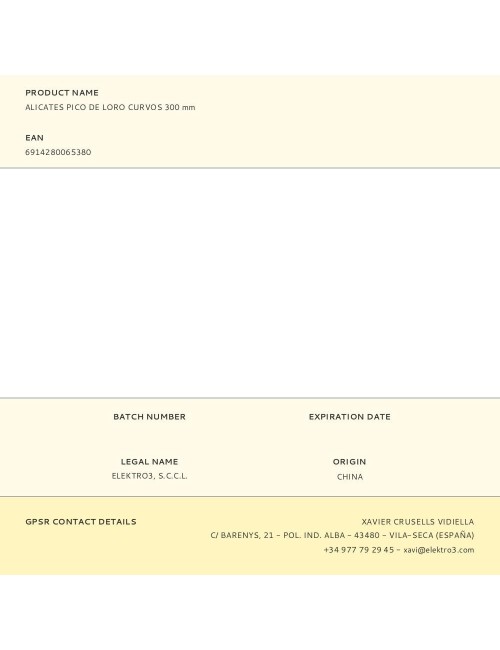 Alicates pico de loro curvos, 300 mm