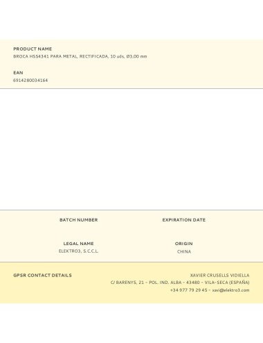 Broca para metal hss4341, rectificada, ø3,00 x 61,00 mm, 10 uds
