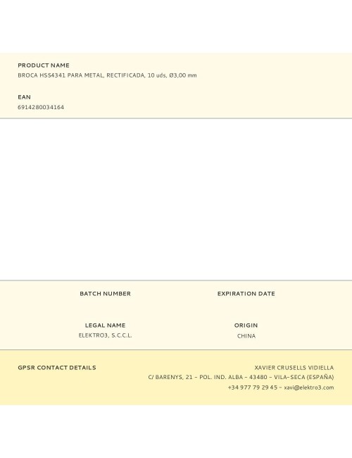 Broca para metal hss4341, rectificada, ø3,00 x 61,00 mm, 10 uds