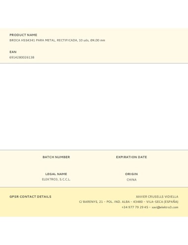 Broca para metal hss4341, rectificada, ø4,00 x 75,00 mm, 10 uds