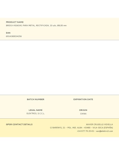 Broca para metal hss4341, rectificada, ø8,00 x 117,00 mm, 10 uds
