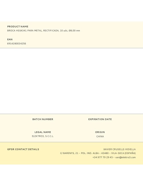 Broca para metal hss4341, rectificada, ø8,00 x 117,00 mm, 10 uds