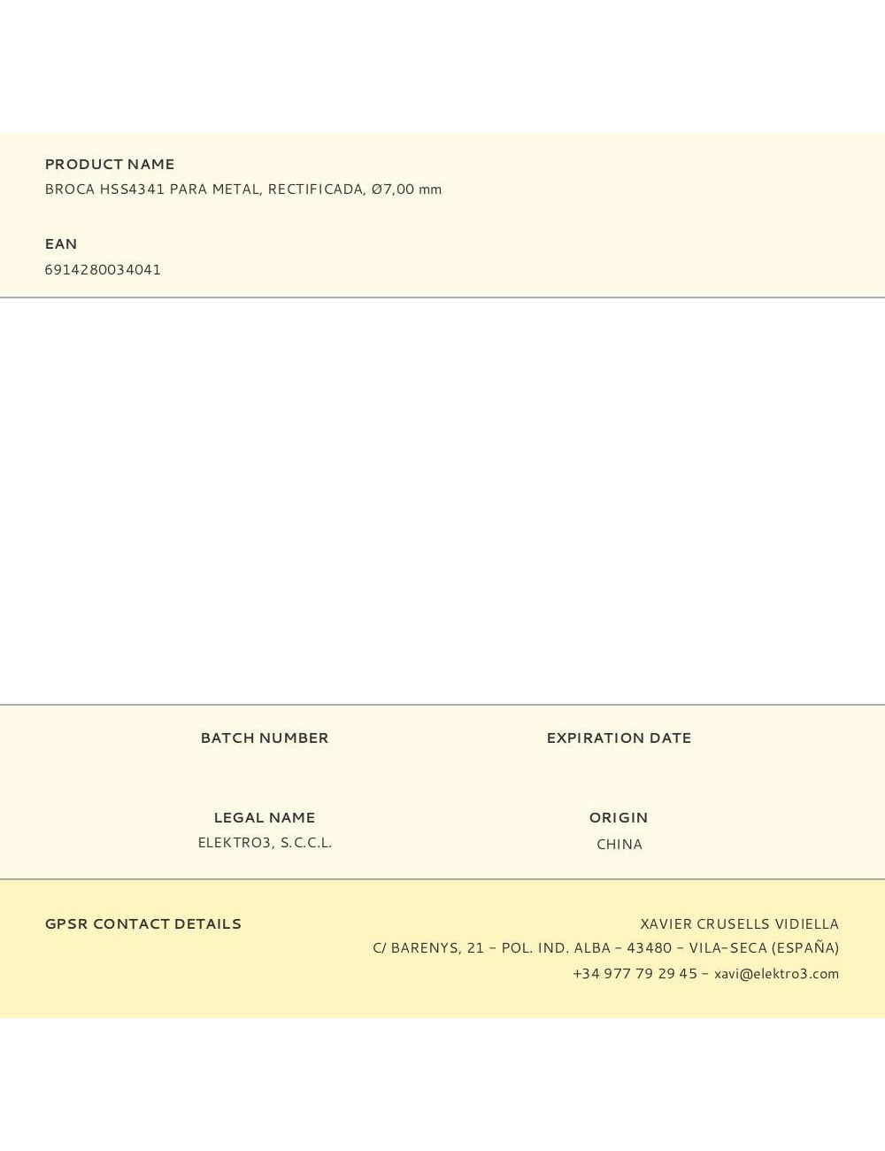 Broca para metal hss4341, rectificada, ø7,00 x 109,00 mm