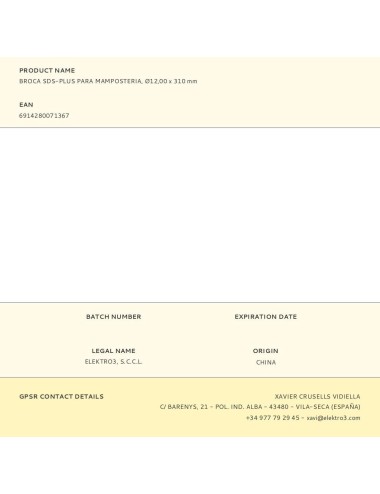 Broca sds-plus para mampostería, ø12,00 x 310 mm