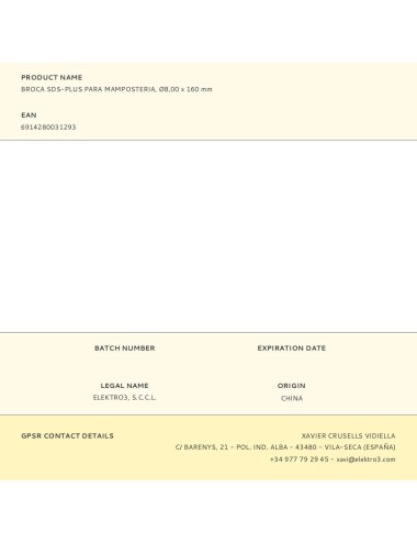 Broca sds-plus para mampostería, ø8,00 x 160 mm