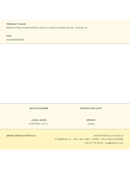 Brocas para mampostería, básico, ø3,00 - ø10,00 mm, juego 8 piezas