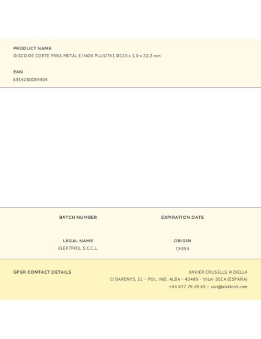 Disco de corte metal e inox t41, profi plus, ø115 x 1,2 x 22,2 mm