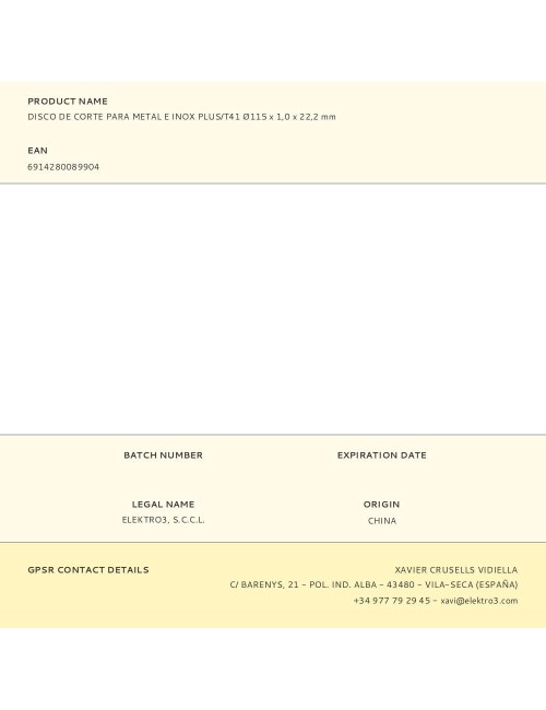 Disco de corte metal e inox t41, profi plus, ø115 x 1,2 x 22,2 mm