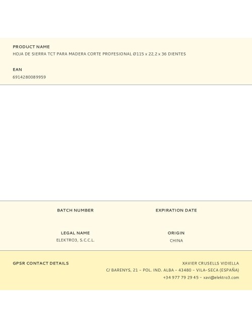 Disco de sierra circular tct para madera, profi, ø115 x 22,2 mm x 36 dientes