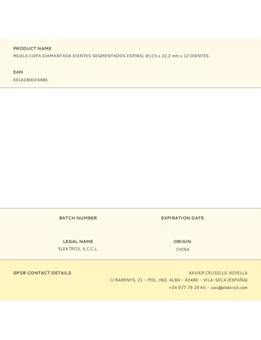 Muela copa diamantada hormigón profi ø115 x 22,2 mm