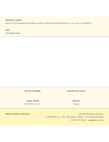 Muela copa diamantada segmentada 18 dientes profi ø115 x 22,2 mm