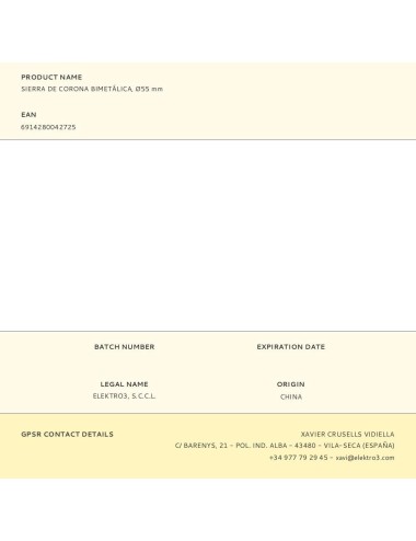 Sierra de corona bimetálica, ø55 mm