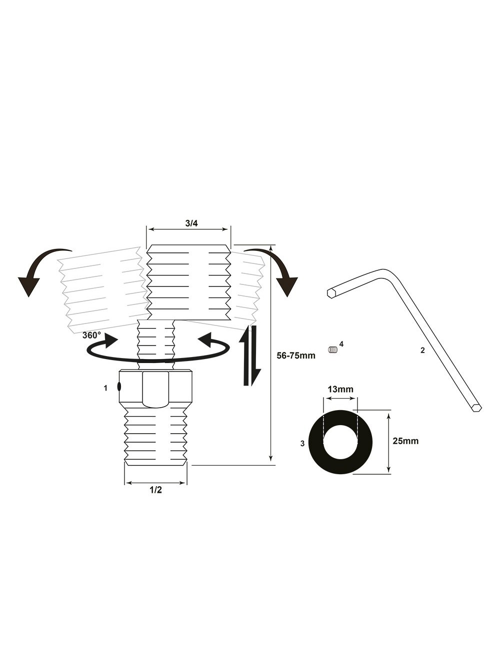 Kit excéntricas extensibles largas, rotatorias 360°