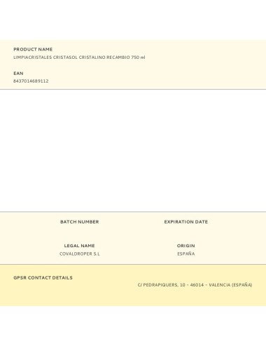 Limpiacristales cristalino, recambio 750 ml