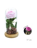 Rosa eterna artificial led cúpula cristal 17 cm, color rosa