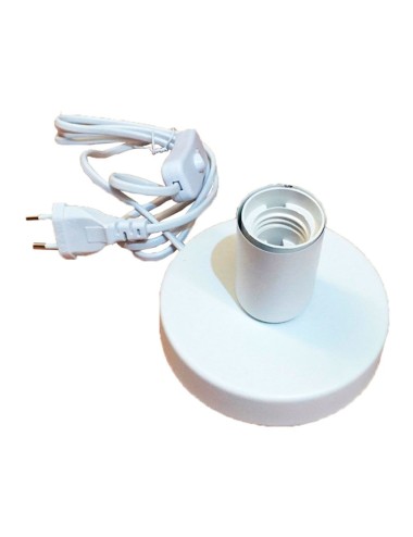 Base de mesa e27, con cable e interruptor, blanca, ø120 x 85mm