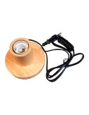 Base de mesa e27, con cable e interruptor, madera, ø120 x 85mm
