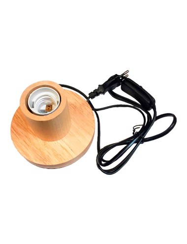 Base de mesa e27, con cable e interruptor, madera, ø120 x 85mm