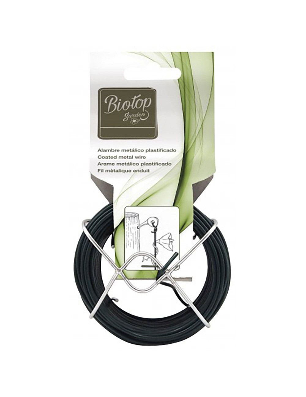 Alambre metálico plastificado verde, ø2 mm x 15 m