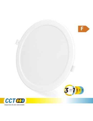 Downlight led empotrable, redondo, 18 w, 3cct, 1820 lm, marco blanco, ø22,3 cm