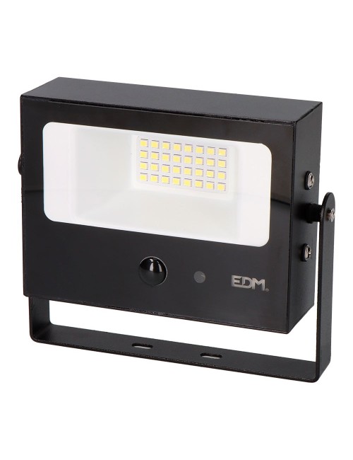 Foco proyector solar auto basculante, 10 w, 1800 lm, 6500 k, con sensor movimiento, negro