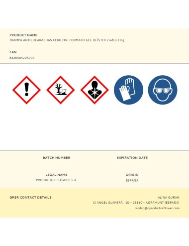 Trampa con cebo e insecticida para cucarachas, fin, blíster 2 uds x 4 g