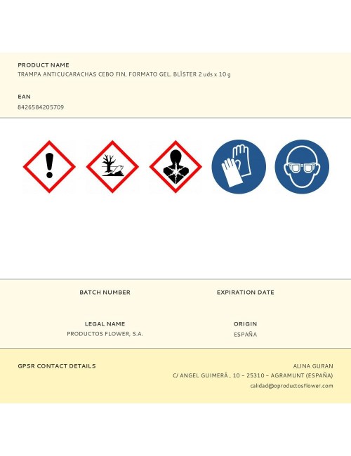 Trampa con cebo e insecticida para cucarachas, fin, blíster 2 uds x 4 g