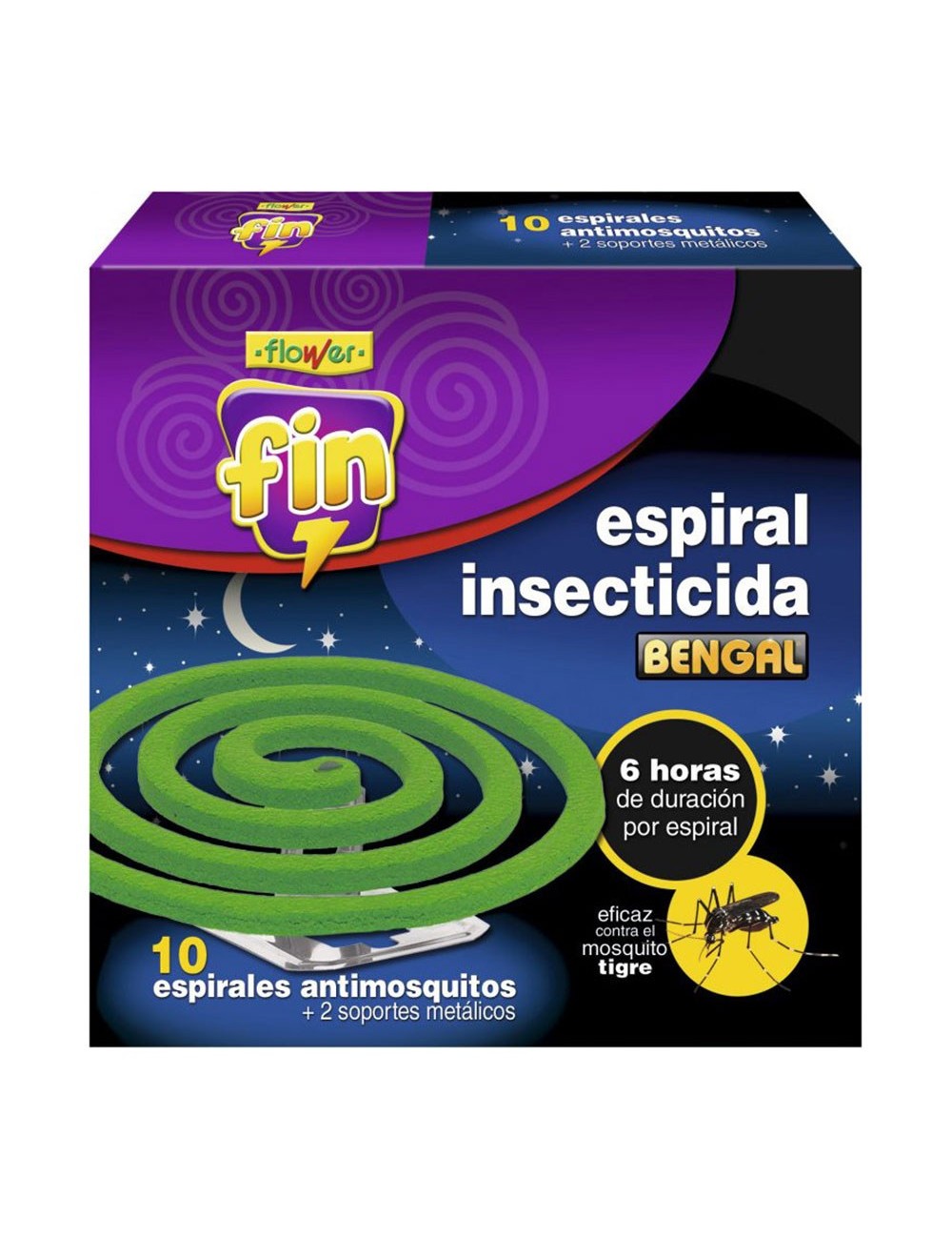 Espiral insecticida, fin, 10 uds + 2 soportes