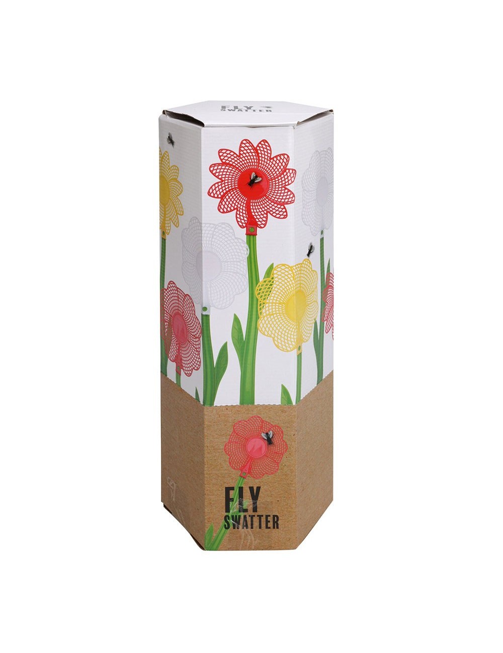 Pala matamoscas con forma de flor, modelos/colores surtidos, ø12 x 47 cm