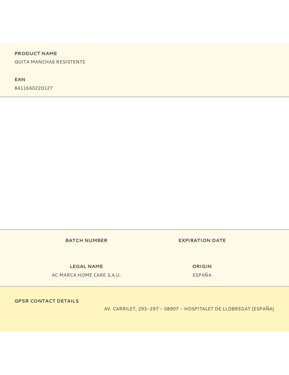 Quita manchas resistente, 150 ml