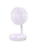 Ventilador de sobremesa plegable y recargable blanco, 3 velocidades, ø165 x 360 mm