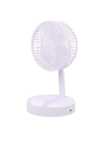 Ventilador de sobremesa plegable y recargable blanco, 3 velocidades, ø165 x 360 mm