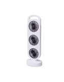 Ventilador de sobremesa recargable blanco y negro, 3 velocidades, 36,5 x 12 x 8,3 cm