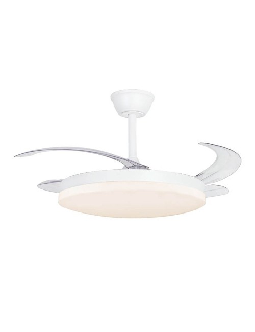 Ventilador techo, led 3cct, aspas retráctiles, milky l evo smart, 72 w, 7920 lm, blanco, ø120 cm, plafón ø48 cm, altura 32 - ...