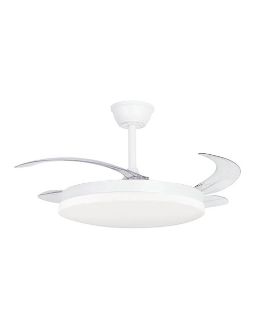 Ventilador techo, led 3cct, aspas retráctiles, milky l evo smart, 72 w, 7920 lm, blanco, ø120 cm, plafón ø48 cm, altura 32 - ...