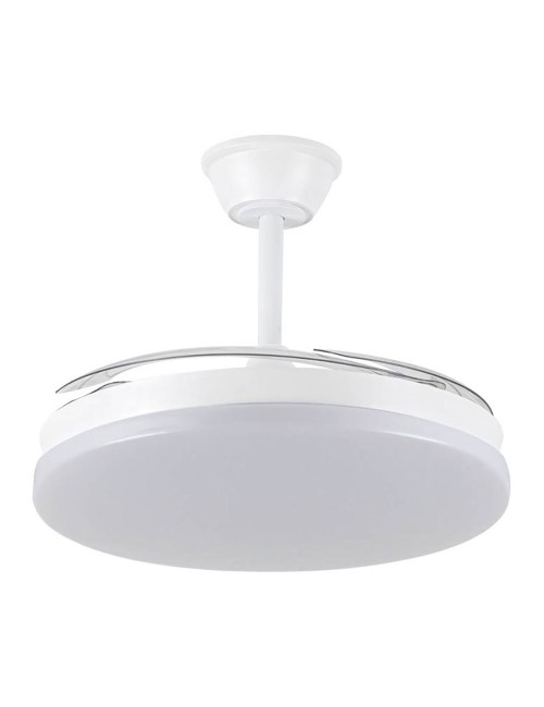 Ventilador techo, led 3cct, aspas retráctiles, milky l evo smart, 72 w, 7920 lm, blanco, ø120 cm, plafón ø48 cm, altura 32 - ...